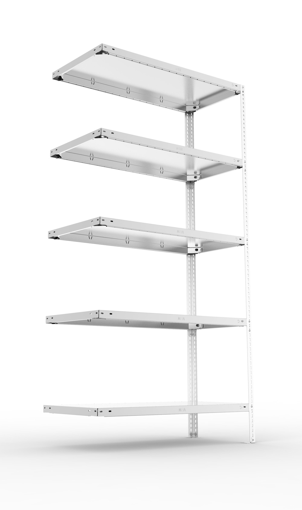 Fachbodenschraubregal, 2000 x 1000 x 500 mm (HxBxT), Anbauregal