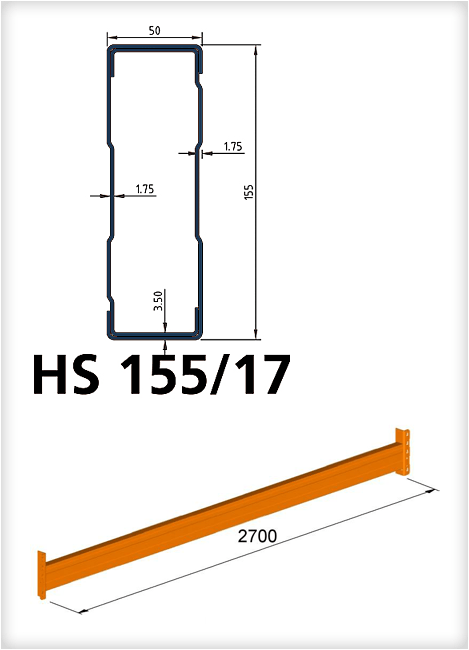 Traverse für Palettenregal HS 155/17 x 2.700 mm, Stück
