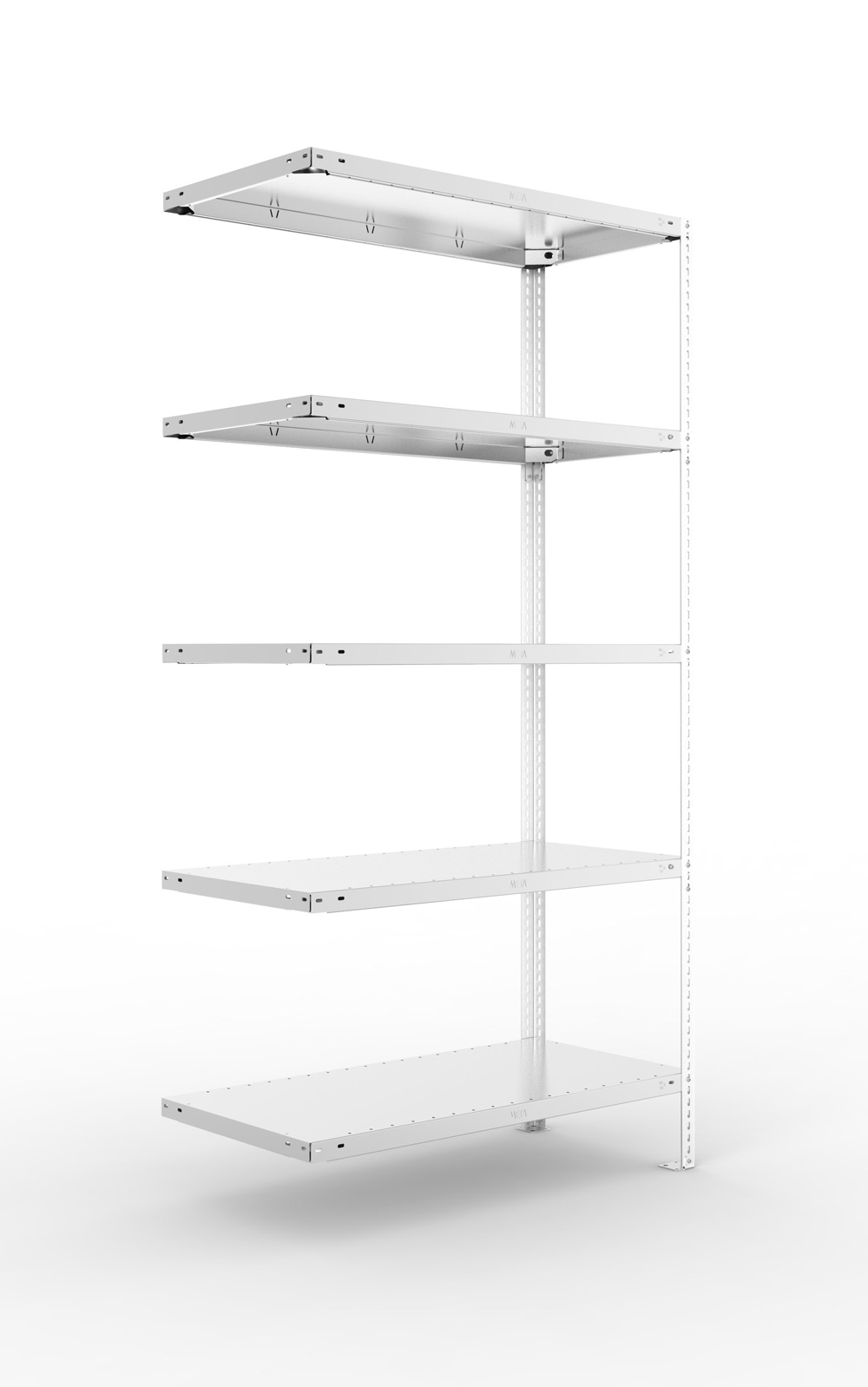 Fachbodenschraubregal, 2000 x 1000 x 500 mm (HxBxT), Anbauregal