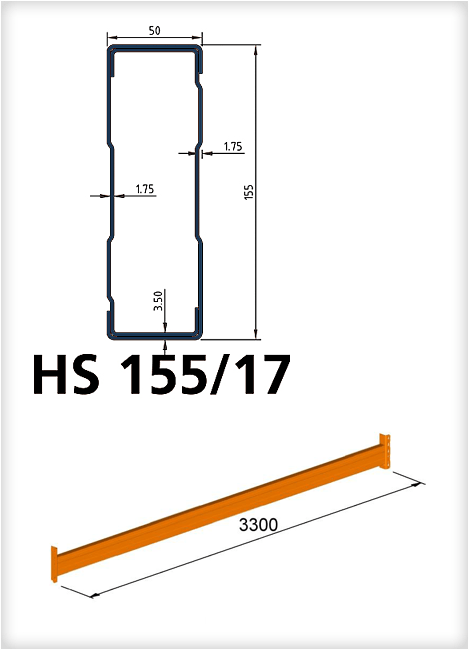 Traverse für Palettenregal HS 155/17 x 3.300 mm, Stück