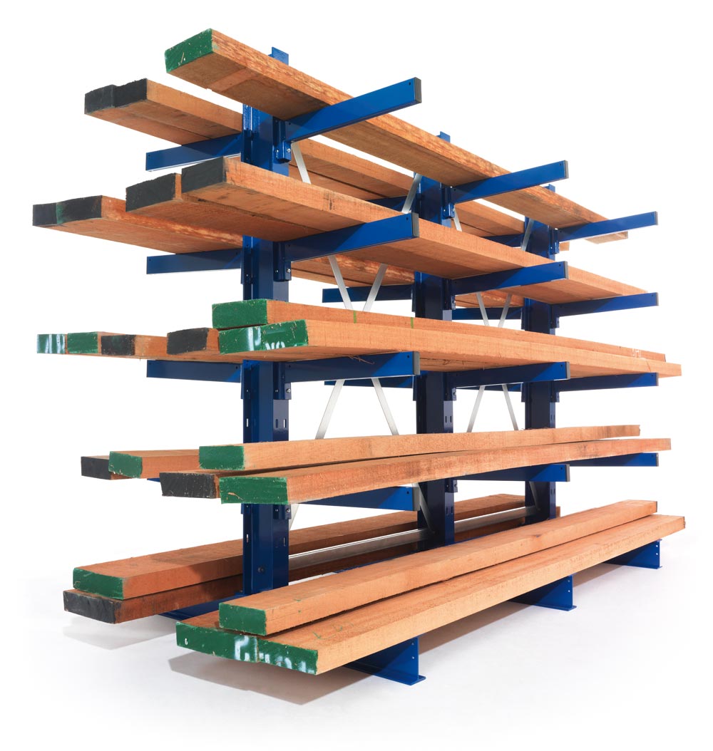 Kragarmregal mittelschwer, doppelseitig, 2000x1000x(2x500) (HxBxT)