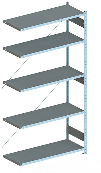 Fachbodenregal, 2500 x 1300 x 500 mm (HxBxT), Anbauregal