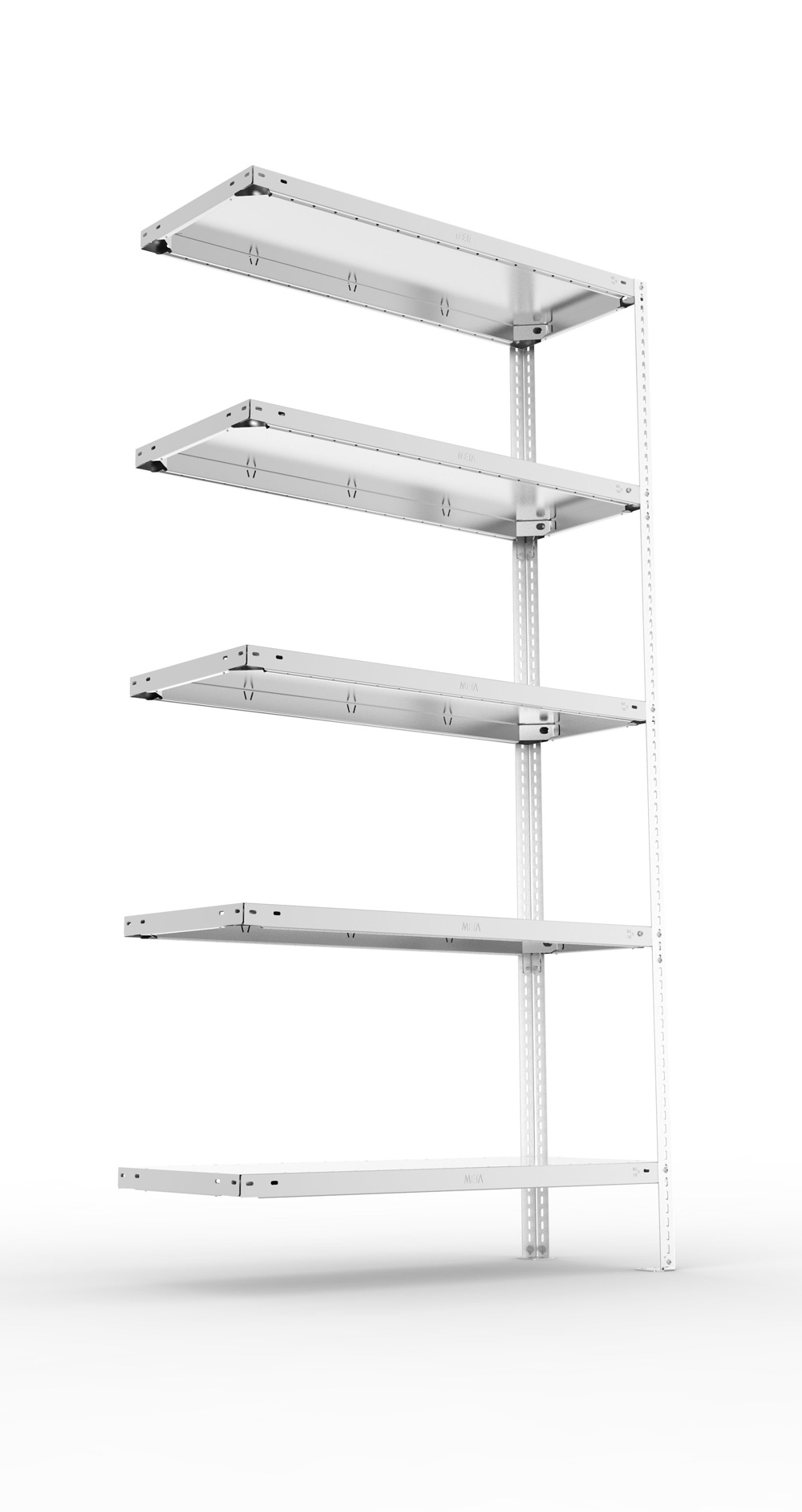Fachbodenschraubregal, 2000 x 1000 x 400 mm (HxBxT), Anbauregal