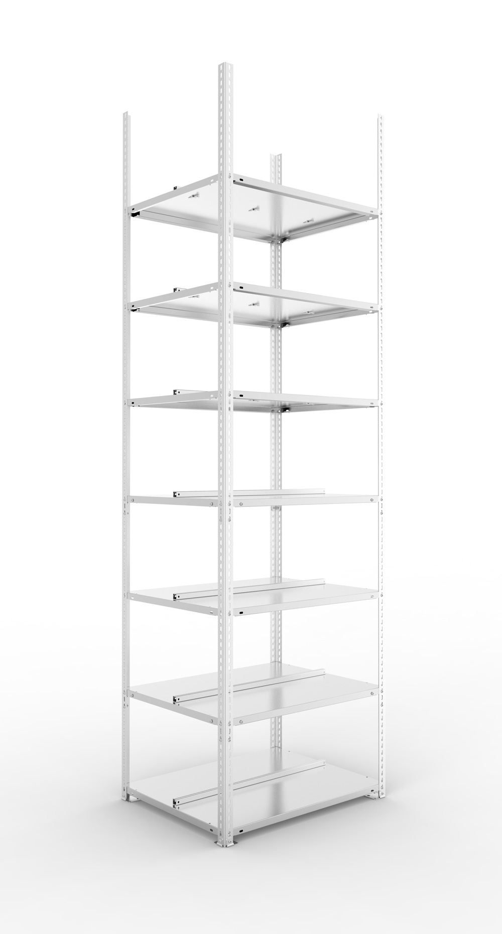 Büroschraubregal, 2500 x 750 x 600 mm (HxBxT), Grundregal