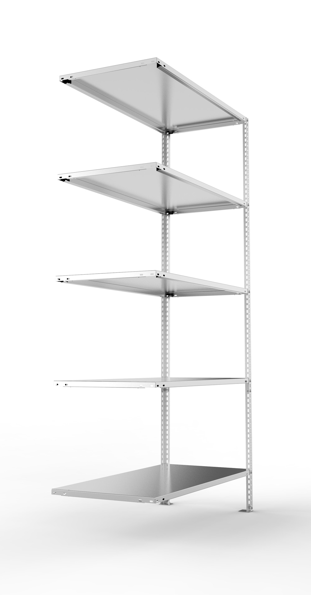 Fachbodenschraubregal, 2000 x 1000 x 500 mm (HxBxT), Anbauregal