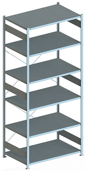 Fachbodenregal, 3000 x 1300 x 800 mm (HxBxT), Grundregal