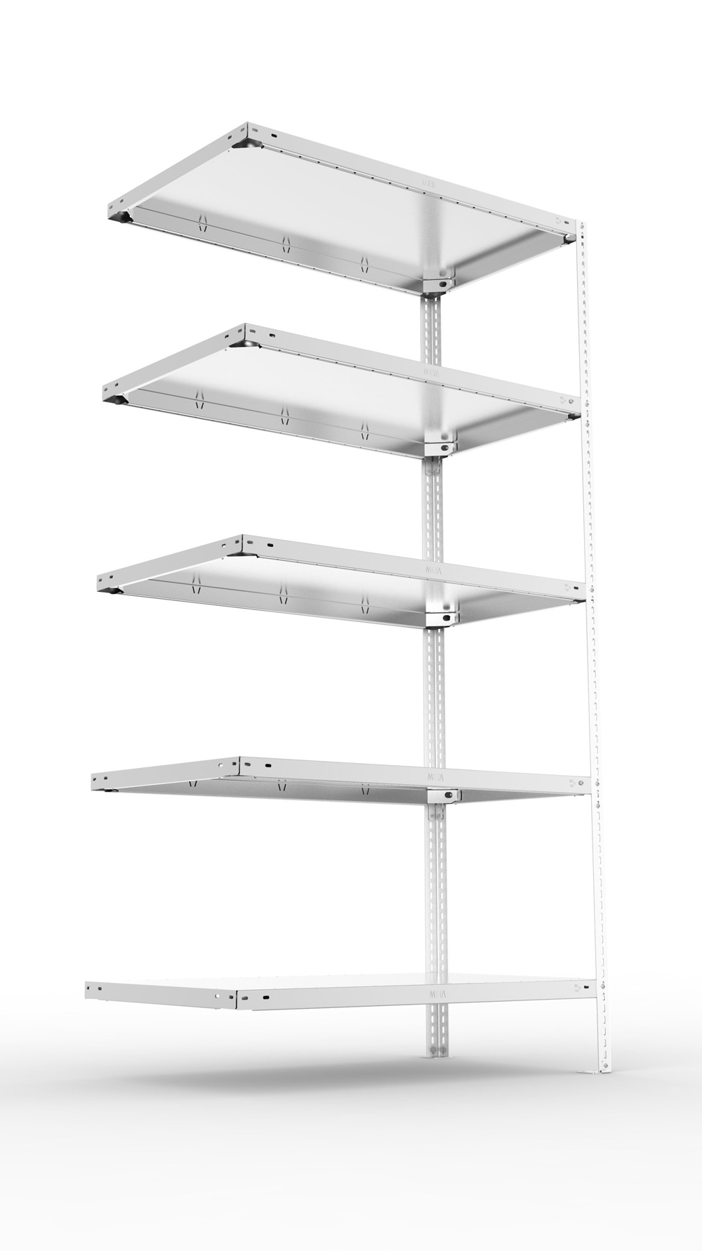 Fachbodenschraubregal, 2000 x 1000 x 600 mm (HxBxT), Anbauregal