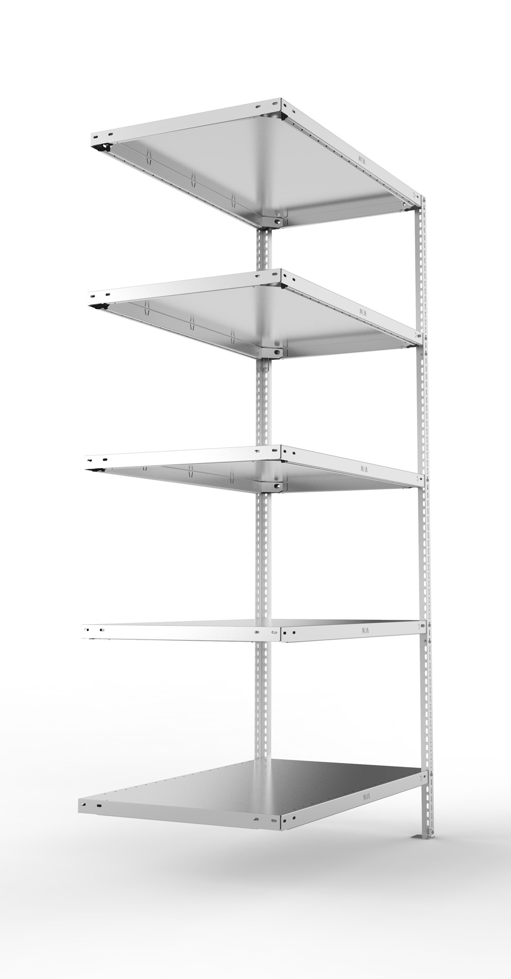 Fachbodenschraubregal, 2000 x 1000 x 600 mm (HxBxT), Anbauregal