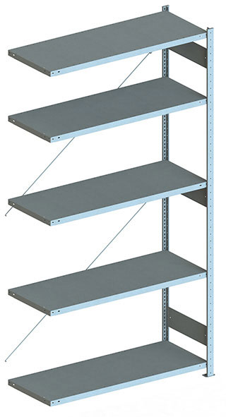 Fachbodenregal, 2500 x 1300 x 500 mm (HxBxT), Anbauregal