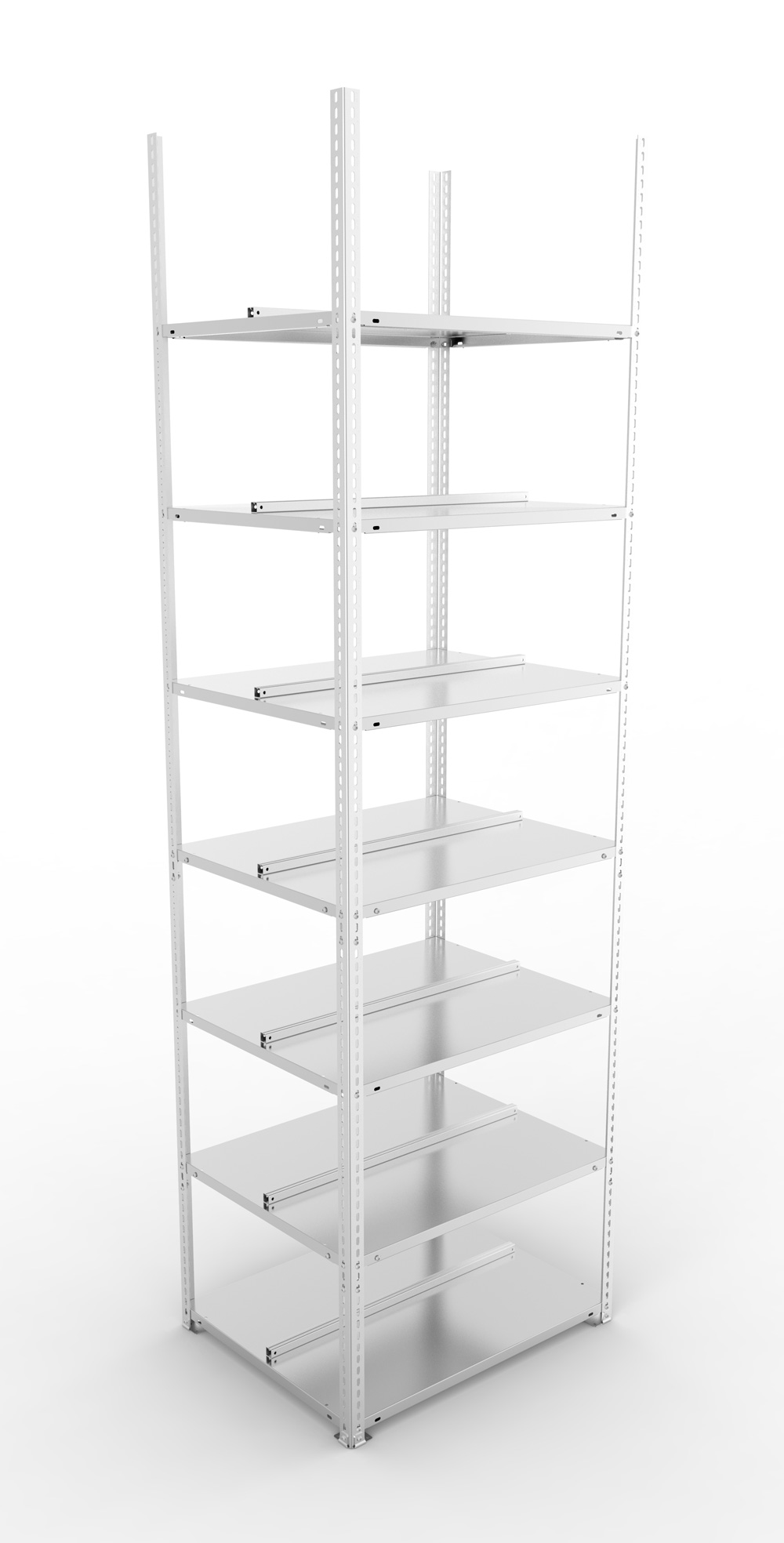 Büroschraubregal, 2500 x 750 x 600 mm (HxBxT), Grundregal