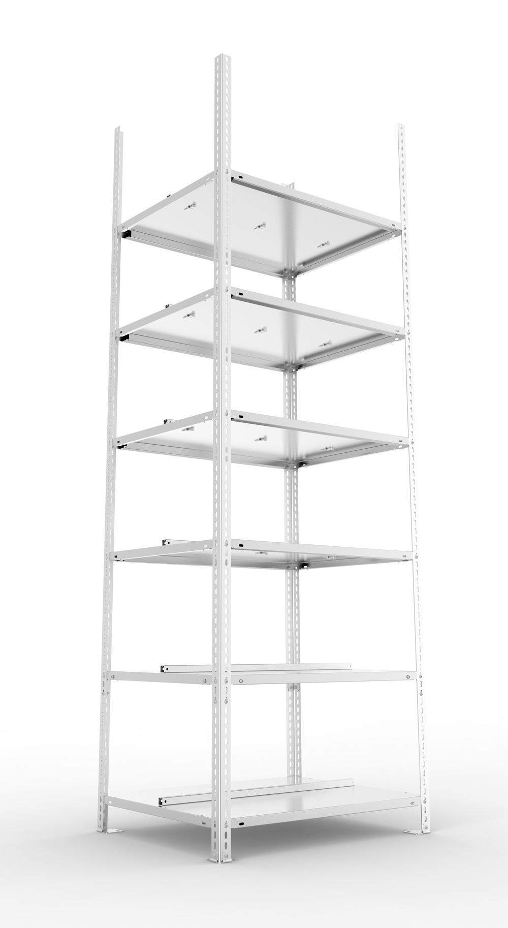 Büroschraubregal, 2200 x 750 x 600 mm (HxBxT), Grundregal