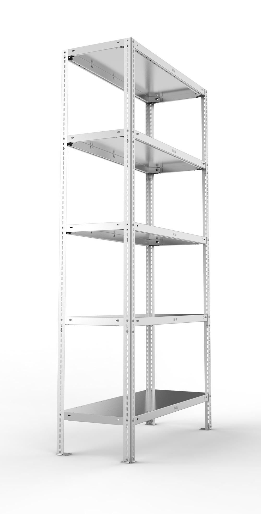 Fachbodenschraubregal, 2000 x 1000 x 400 mm (HxBxT), Grundregal