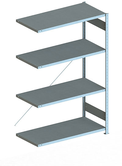 Fachbodenregal, 2000 x 1300 x 600 mm (HxBxT), Anbauregal
