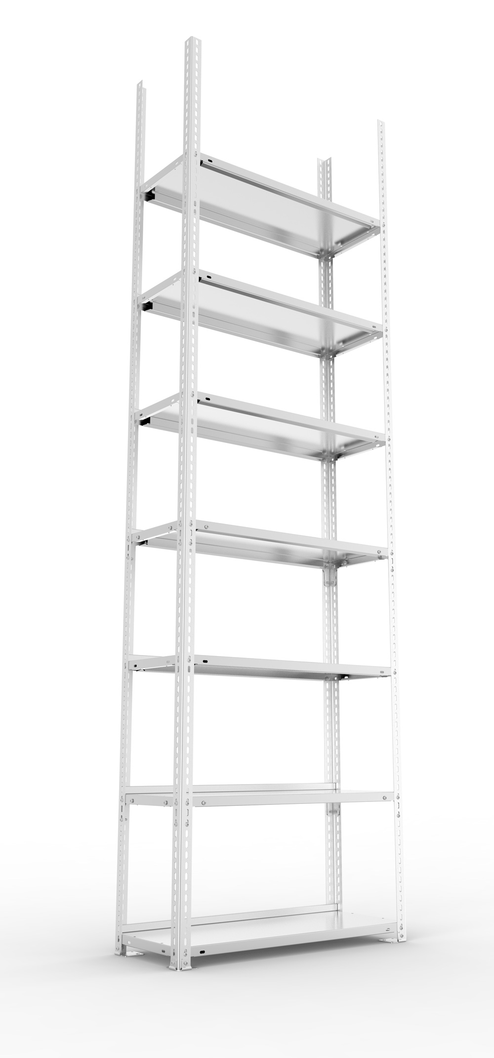 Büroschraubregal, 2500 x 750 x 300 mm (HxBxT), Grundregal