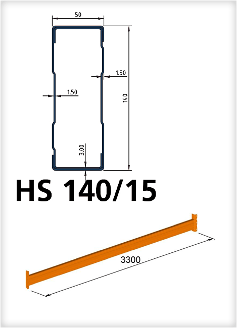 Traverse für Palettenregal HS 140/15 x 3.300 mm, Stück