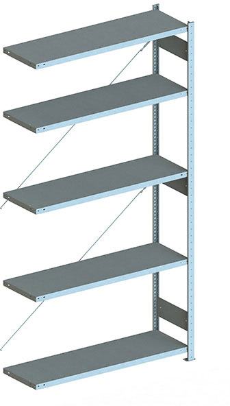 Fachbodenregal, 2500 x 1300 x 400 mm (HxBxT), Anbauregal