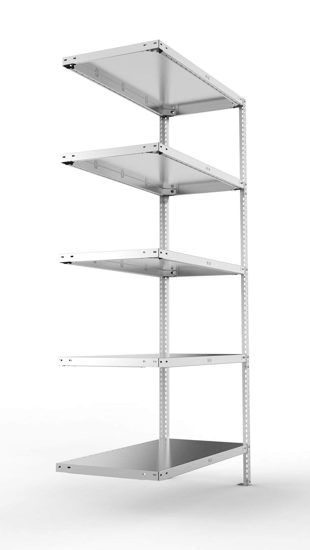 Fachbodenschraubregal, 2000 x 1000 x 500 mm (HxBxT), Anbauregal