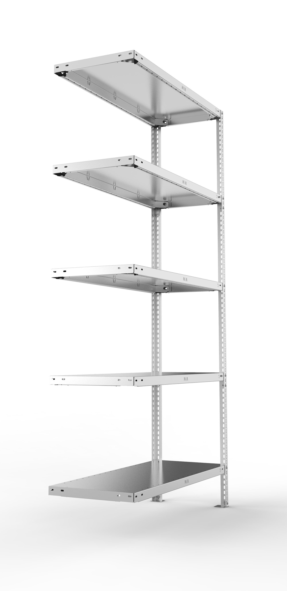 Fachbodenschraubregal, 2000 x 1000 x 400 mm (HxBxT), Anbauregal
