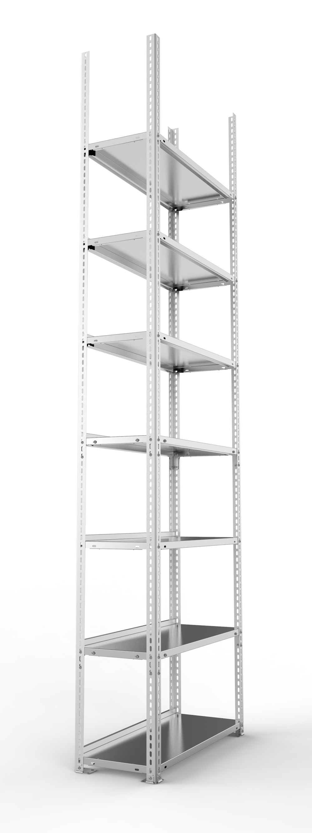 Büroschraubregal, 2500 x 750 x 300 mm (HxBxT), Grundregal