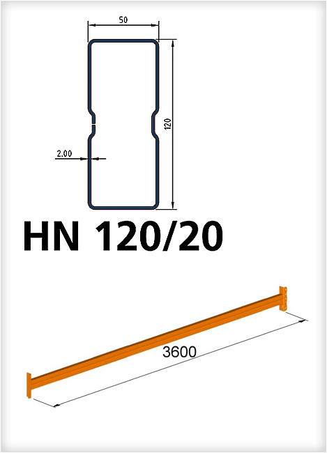 Traverse für Palettenregal HN 120/20 x 3.600 mm, Stück