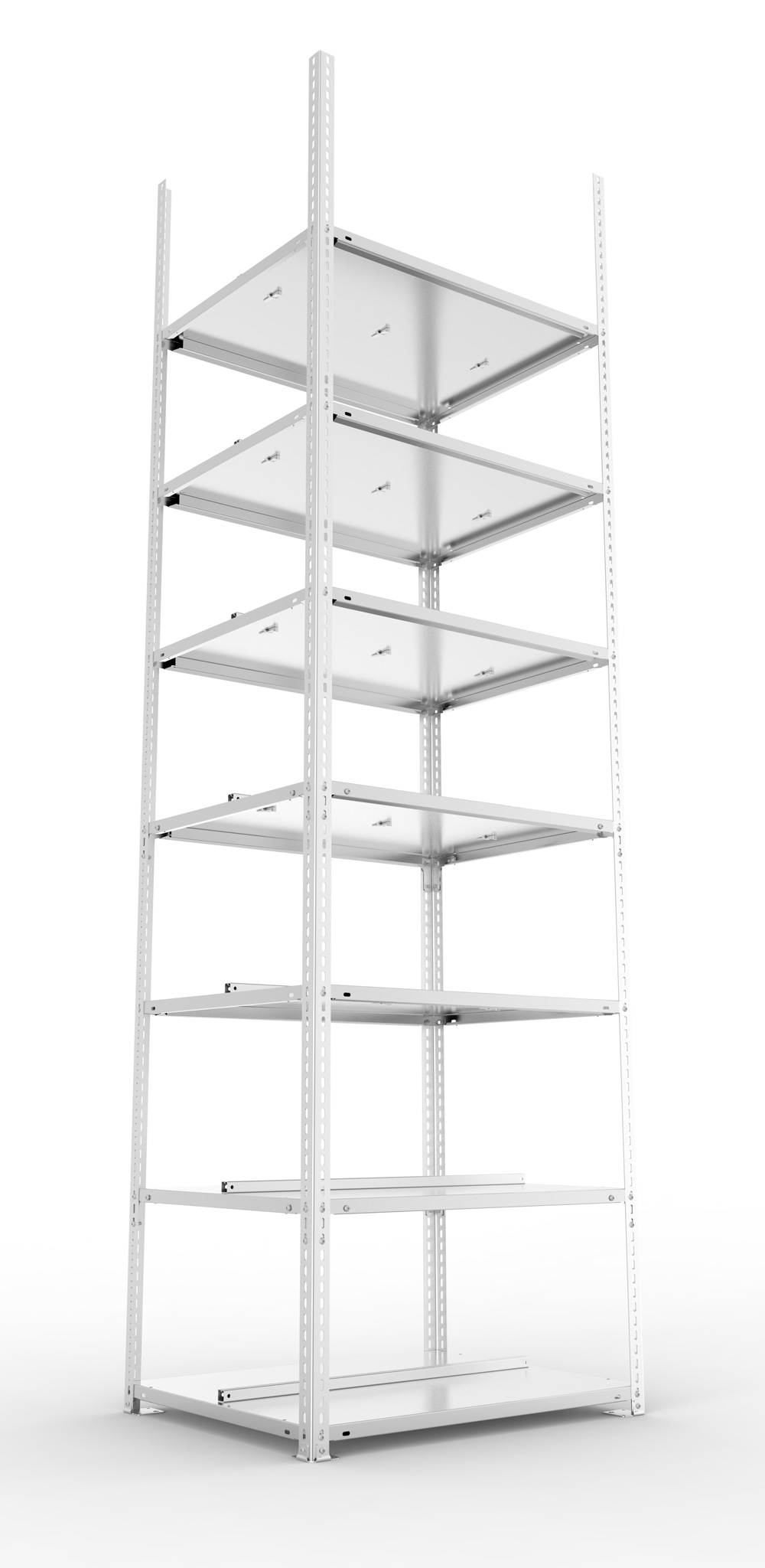 Büroschraubregal, 2500 x 750 x 600 mm (HxBxT), Grundregal