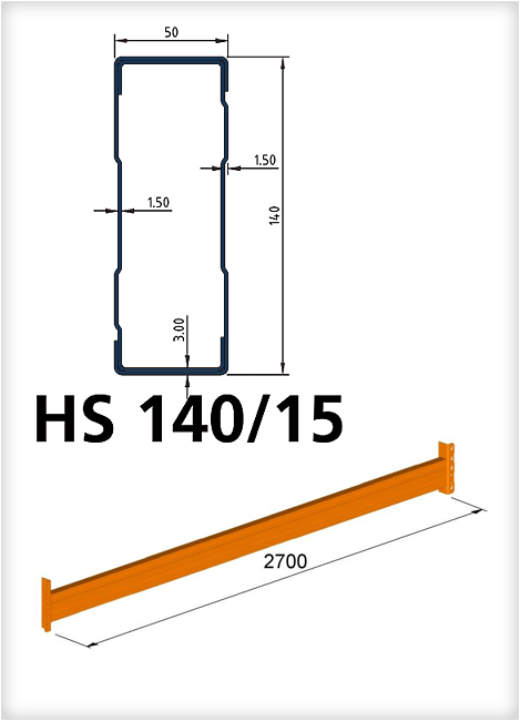 Traverse für Palettenregal HS 140/15 x 2.700 mm, Stück