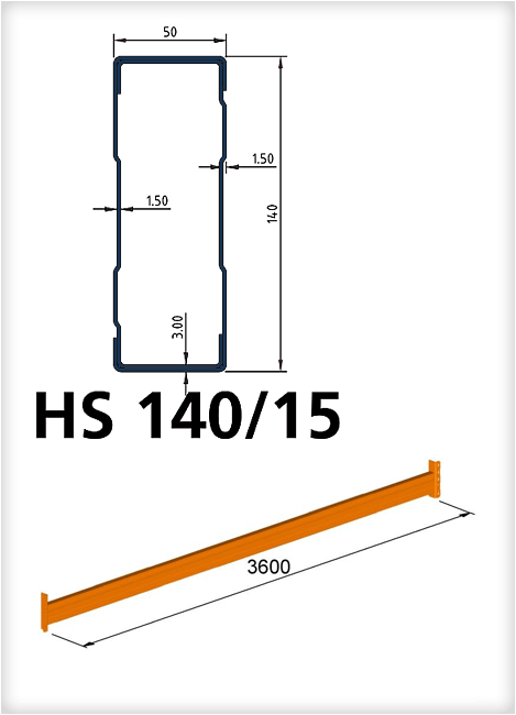 Traverse für Palettenregal HS 140/15 x 3.600 mm, Stück